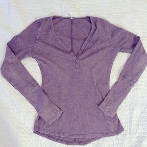 ZYIA Active Don't Wake Me Lilac Thermal Henley Long Sleeve Knit Top Women's S